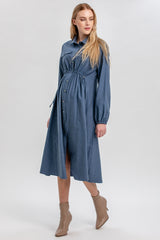 ERICA | Blue Maternity Shirt Dress