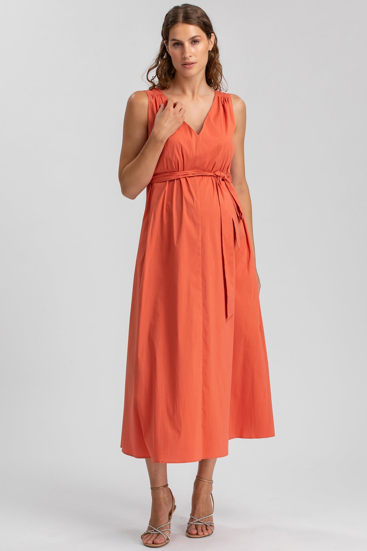 ST. TROPEZ | Abito Premaman in Cotone Arancione con Scollo a V