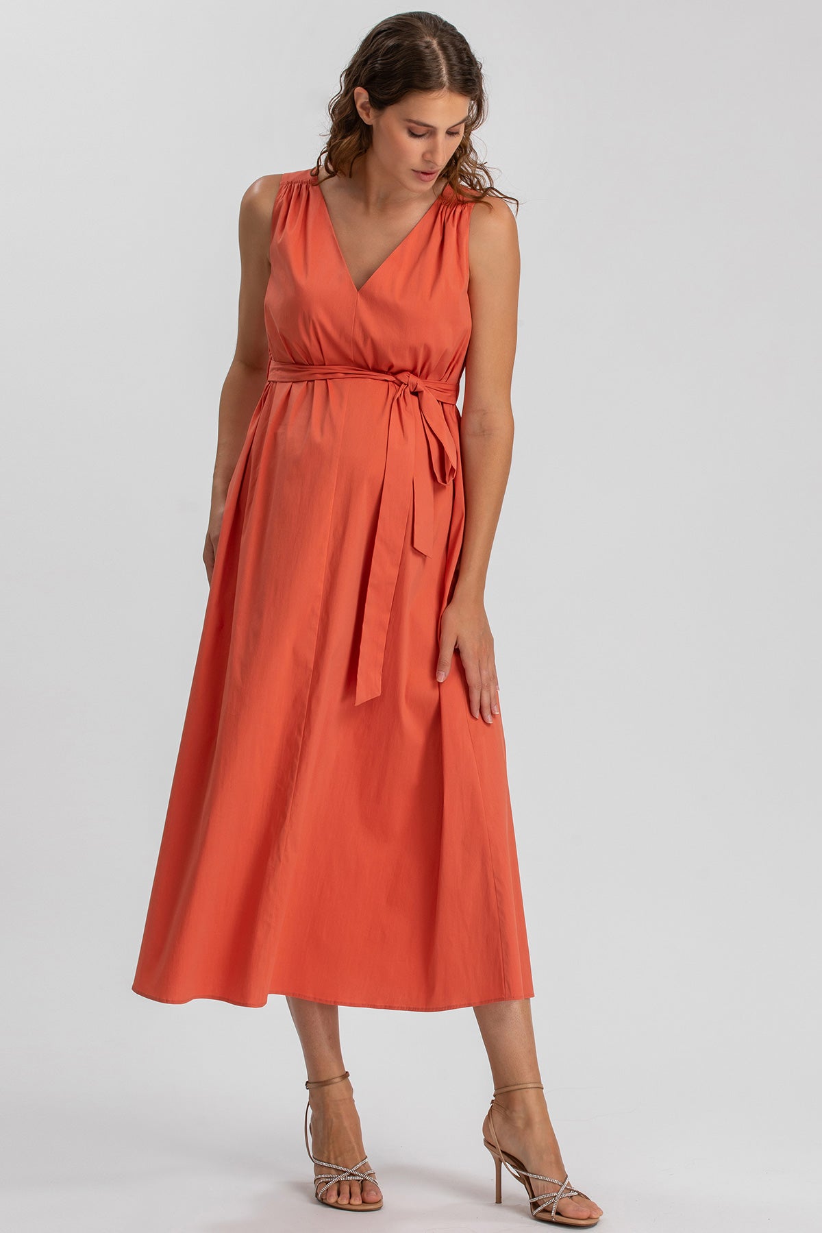 ST. TROPEZ | Abito Premaman in Cotone Arancione con Scollo a V