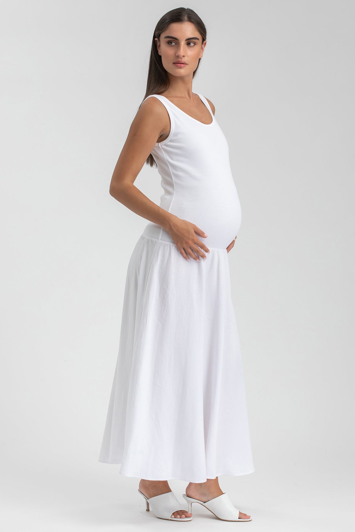 TIANA | Black Sleeveless Maternity Dress in Soft Bamboo Jersey