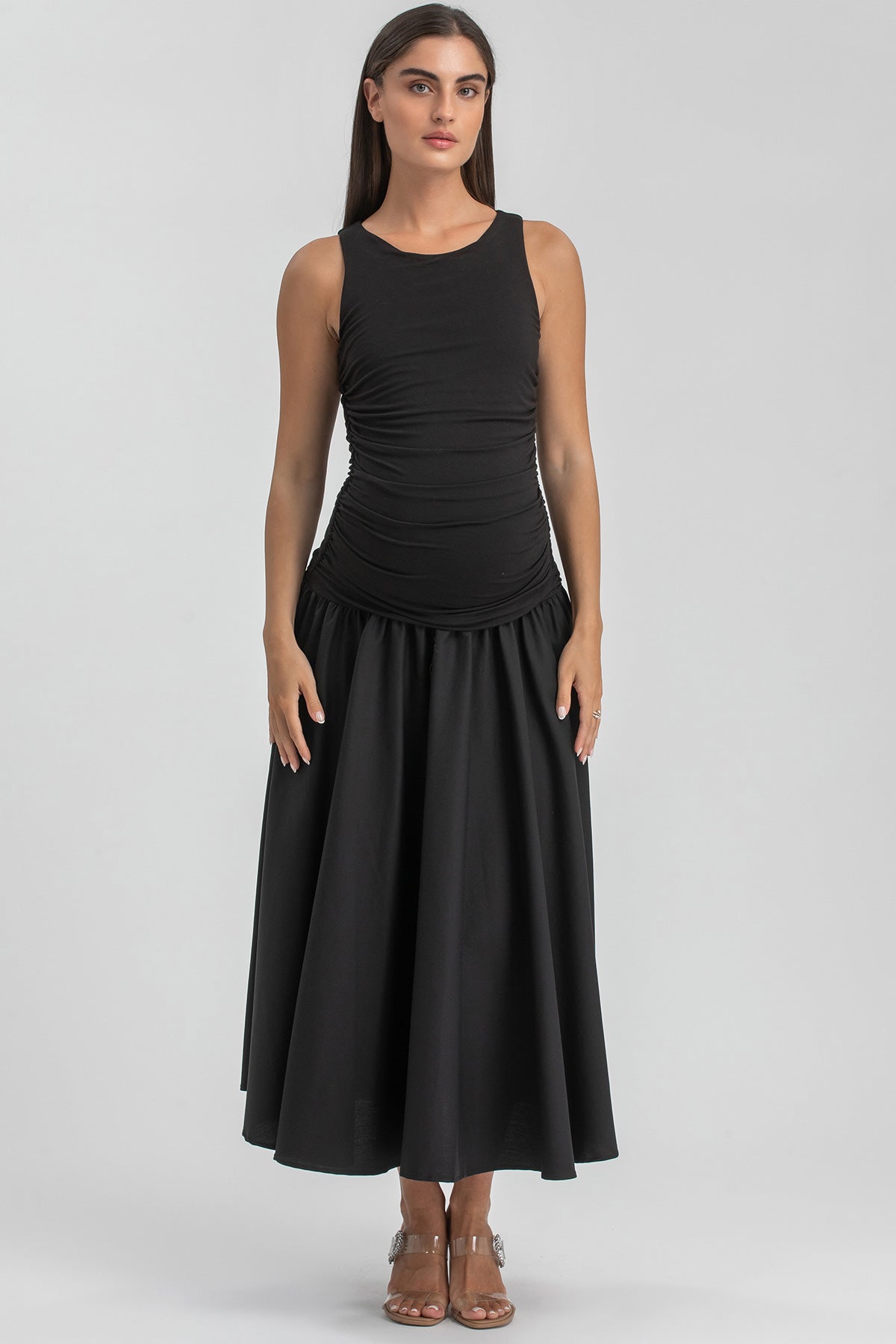 MERIDA | Abito Premaman Smanicato in Morbido Bambù Nero