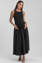 MERIDA | Abito Premaman Smanicato in Morbido Bambù Nero