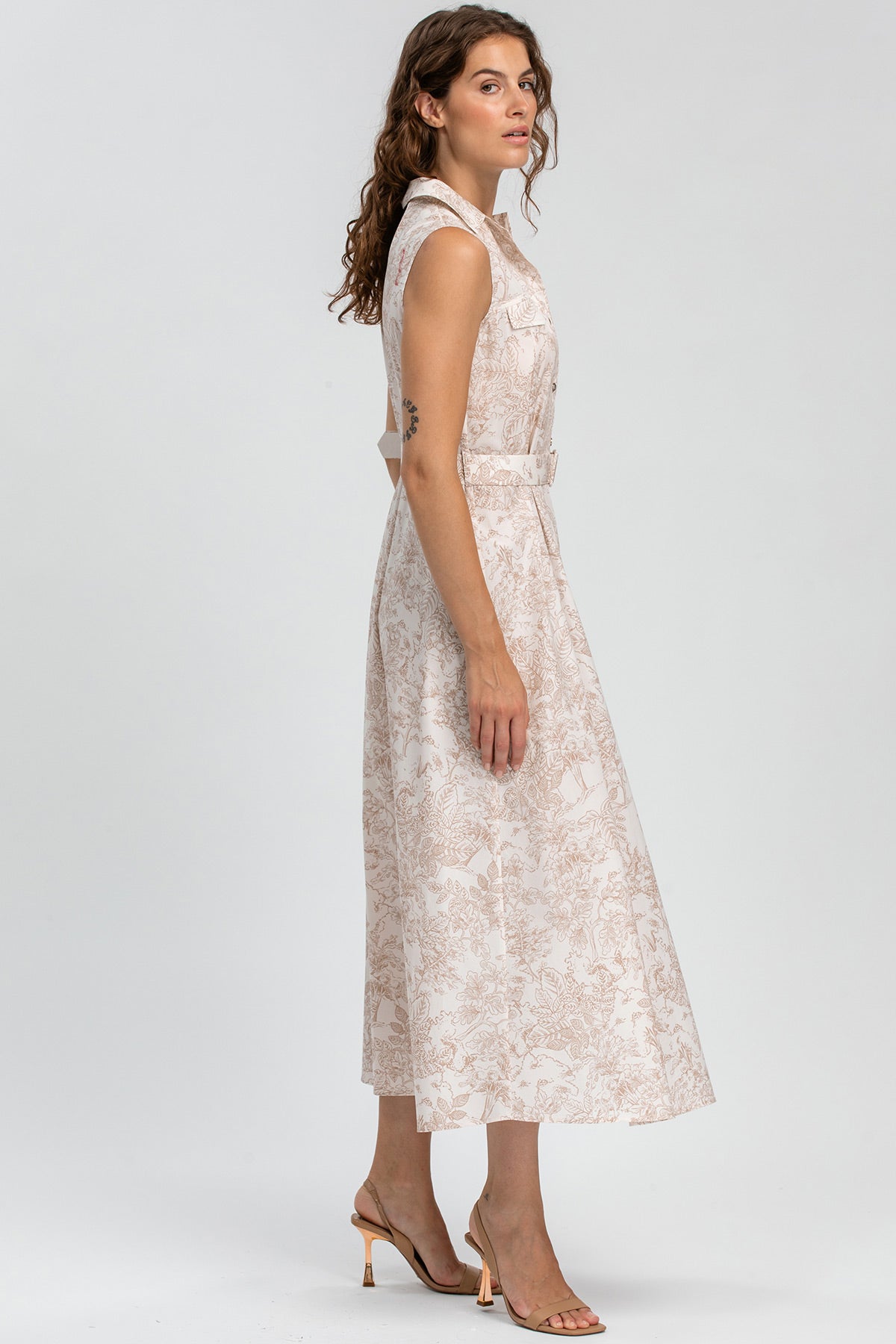 AURORA QE31 | Sleeveless Maxi Dress in Printed Cotton