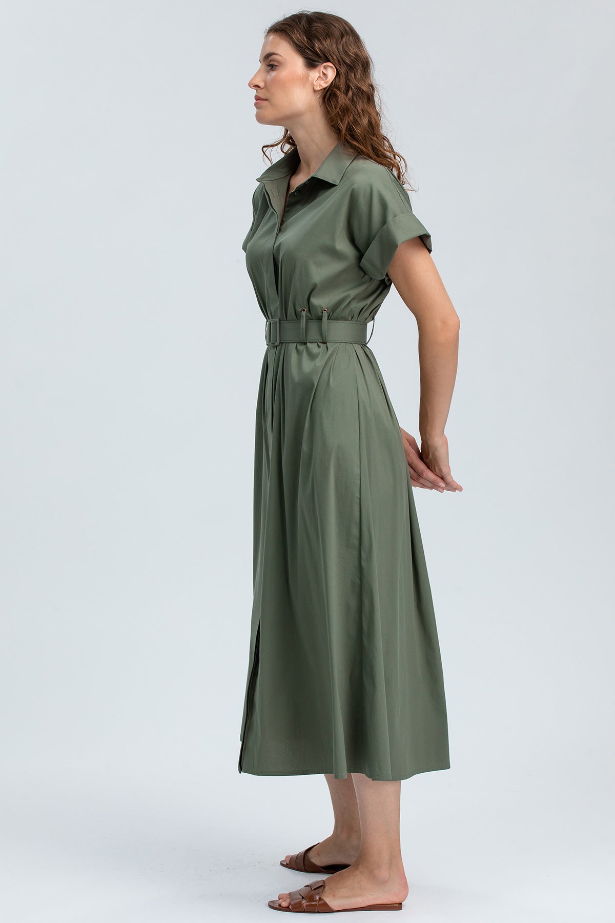 ASIA | Green Midi Dress in Cotton