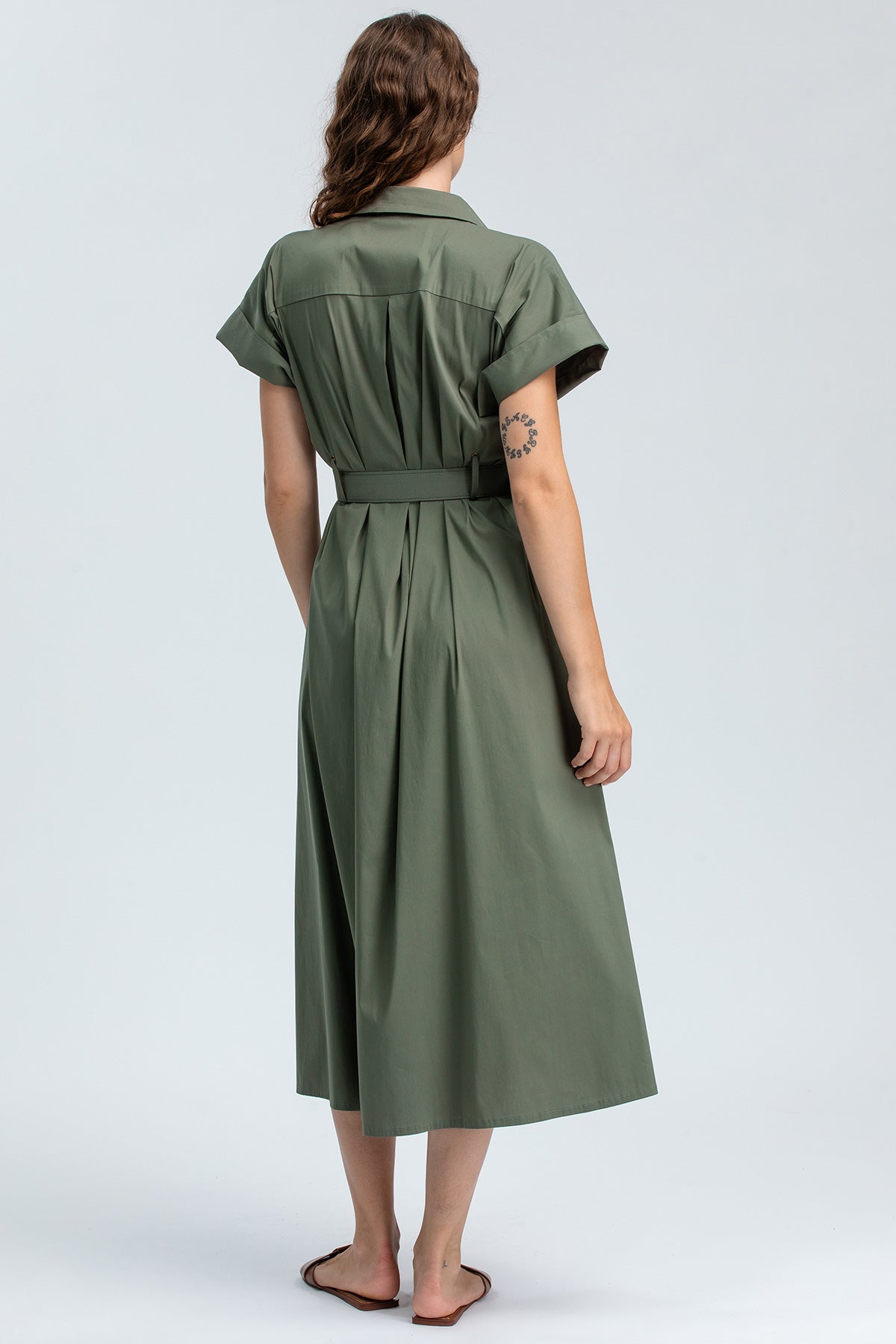 ASIA | Green Midi Dress in Cotton