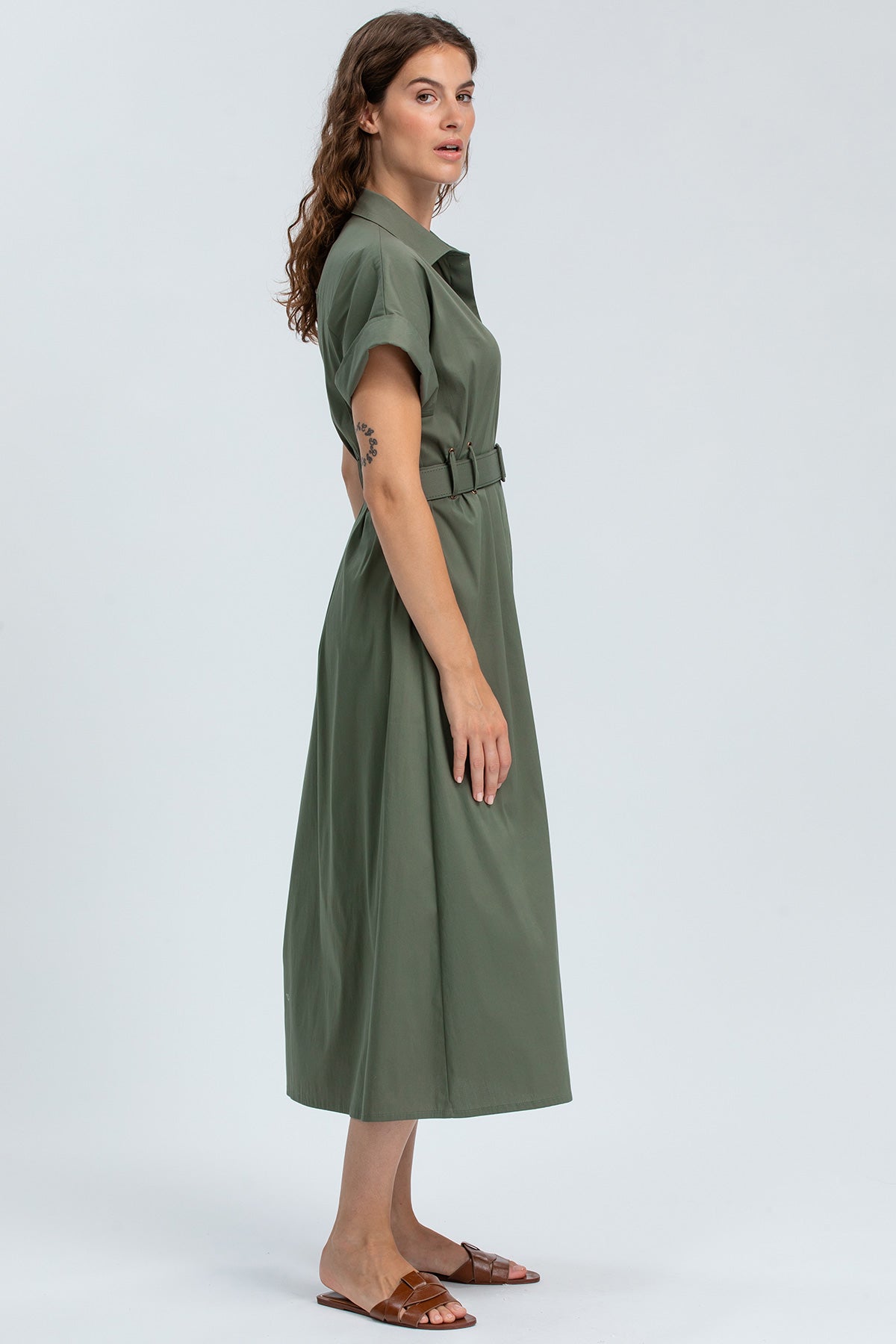 ASIA | Green Midi Dress in Cotton