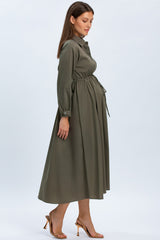 ALTHEA | Green Maternity Shirtdress