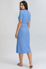 CALENDULA | Sky Blue Fitted Maternity Dress with V-Neckline