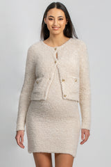 COURCHEVEL | Cardigan Premaman in Maglia Bouclé Bianco