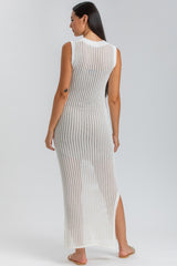 GARDENIA | Maxi White Mesh Dress with V-Neckline