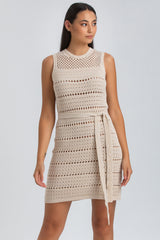 PRIMROSE | Beige Mini Mesh Dress