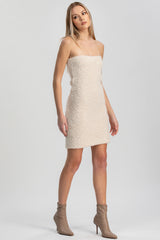 VERBIER | Slim-Fit Strapless Maternity Dress in White Bouclé Knit