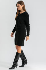COURCHEVEL | Cardigan in Maglia Bouclé Nero