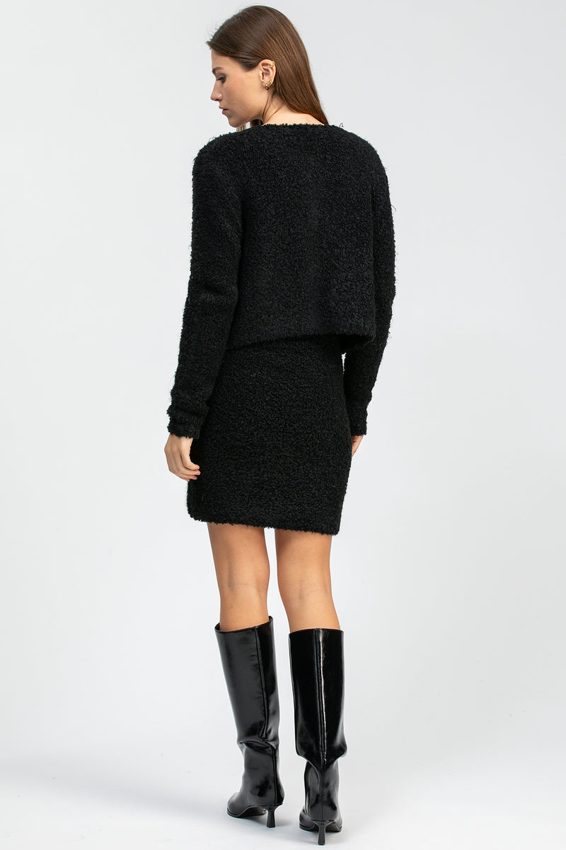 COURCHEVEL | Cardigan in Maglia Bouclé Nero