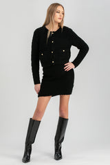 VERBIER | Slim-Fit Strapless Maternity Dress in Black Bouclé Knit