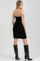 VERBIER | Slim-Fit Strapless Maternity Dress in Black Bouclé Knit