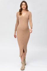 BELLA | Abito Premaman Aderente Beige con Manica 3/4
