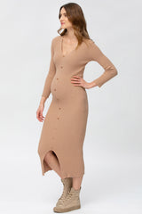 BELLA | Abito Premaman Aderente Beige con Manica 3/4