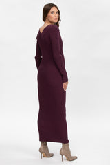 CARA | Abito Premaman Aderente Bordeaux con Scollo a V