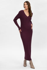 CARA | Abito Premaman Aderente Bordeaux con Scollo a V