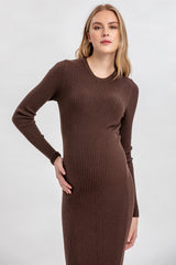 STELLA | Brown Long-Sleeves Maternity Dress