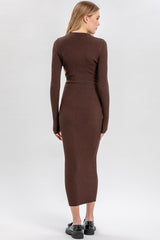 STELLA | Brown Long-Sleeves Maternity Dress