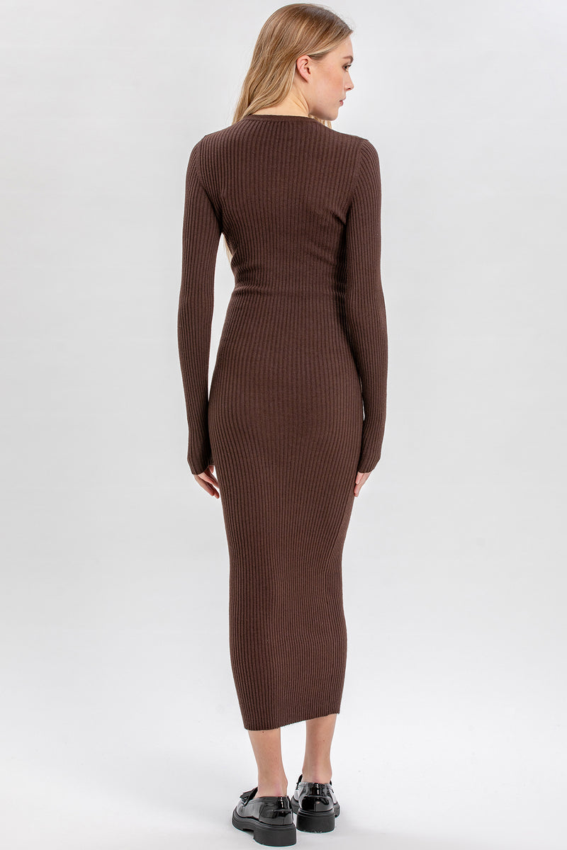 STELLA | Brown Long-Sleeves Maternity Dress