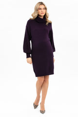 LUNA | Plum Maternity Dress with Puff Sleeves
