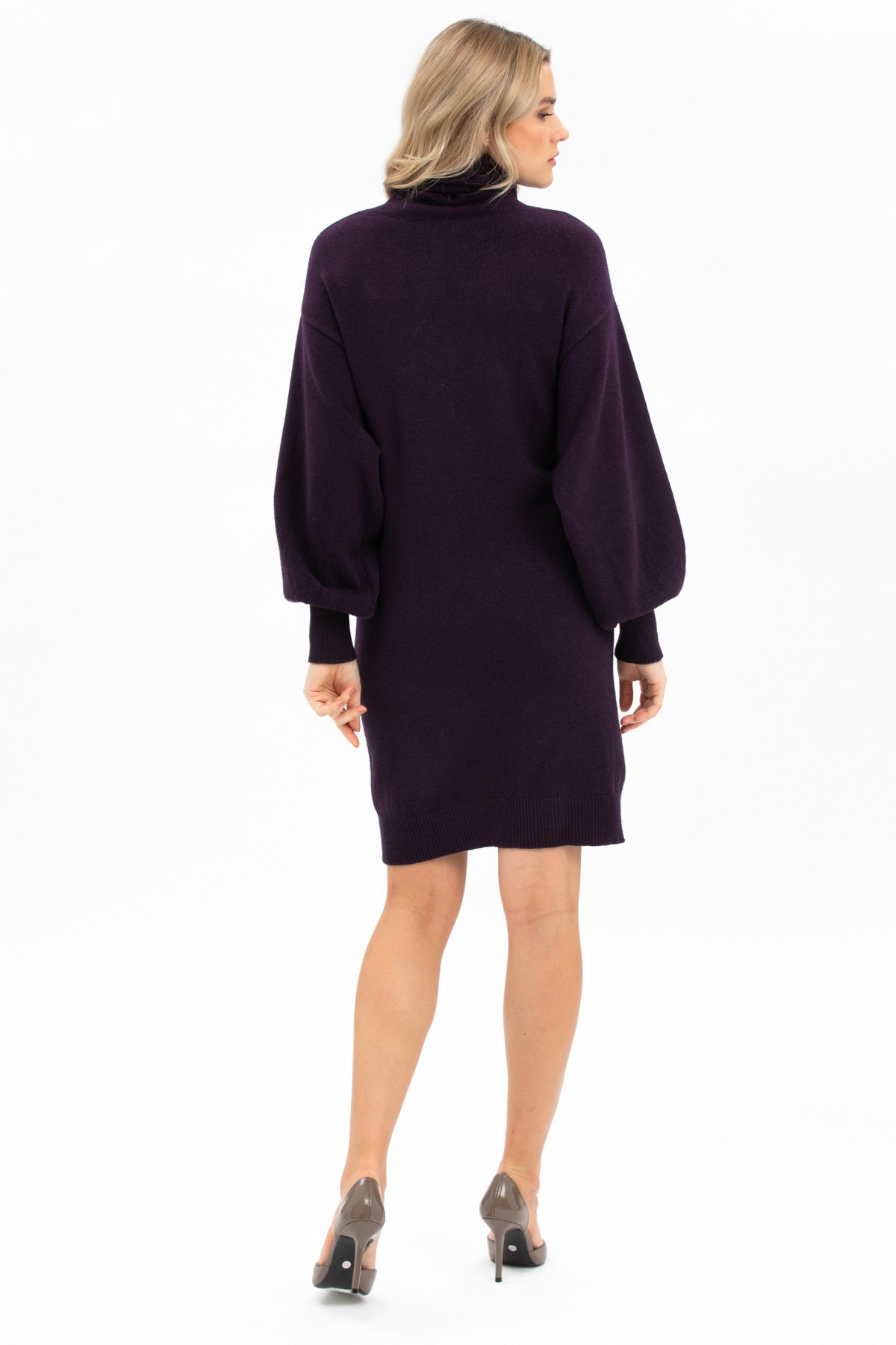 LUNA | Plum Maternity Dress with Puff Sleeves