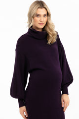LUNA | Plum Maternity Dress with Puff Sleeves