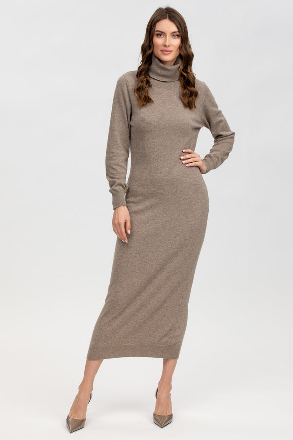LA SALLE | Taupe Maxi Dress in Wool and Cashmere