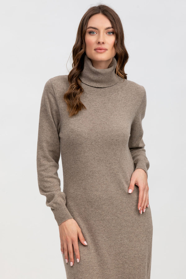 LA SALLE | Taupe Maxi Dress in Wool and Cashmere