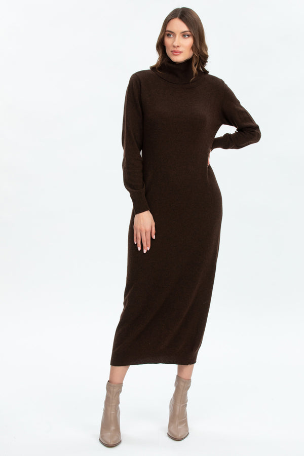 LA SALLE | Brown Maxi Dress in Wool and Cashmere
