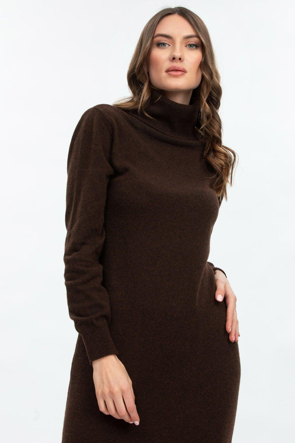 LA SALLE | Brown Maxi Dress in Wool and Cashmere