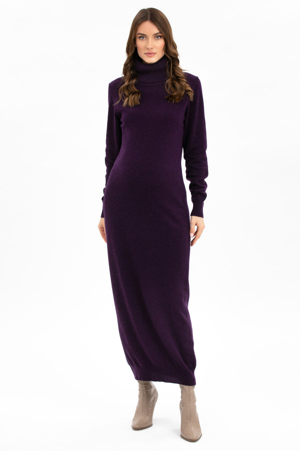 LA SALLE | Plum Maternity Maxi Dress in Wool and Cashmere
