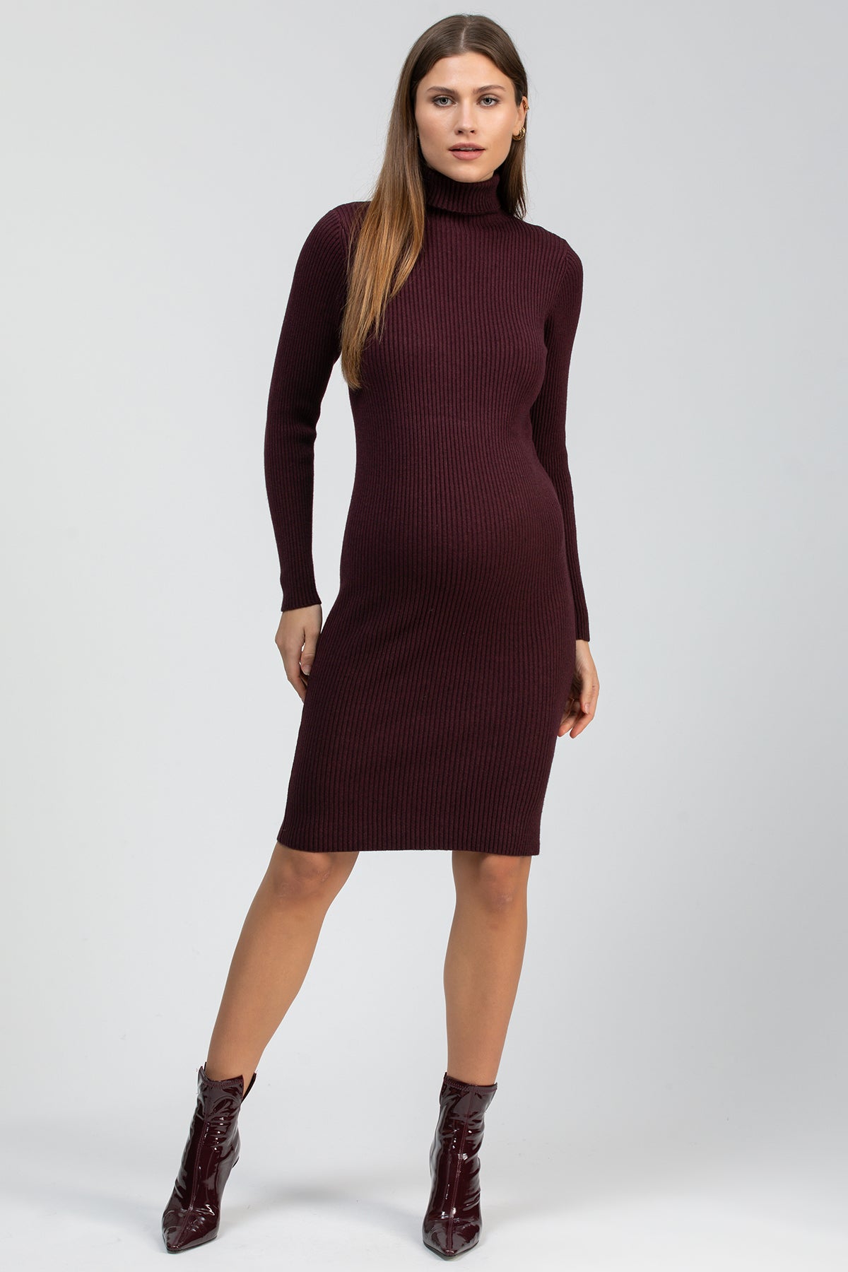 CELESTE | Bordeaux Maternity Bodycon Dress