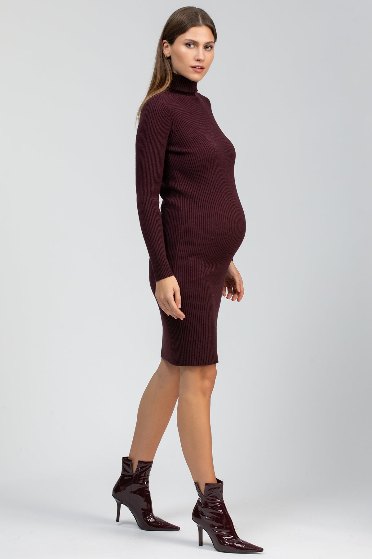 CELESTE | Bordeaux Maternity Bodycon Dress
