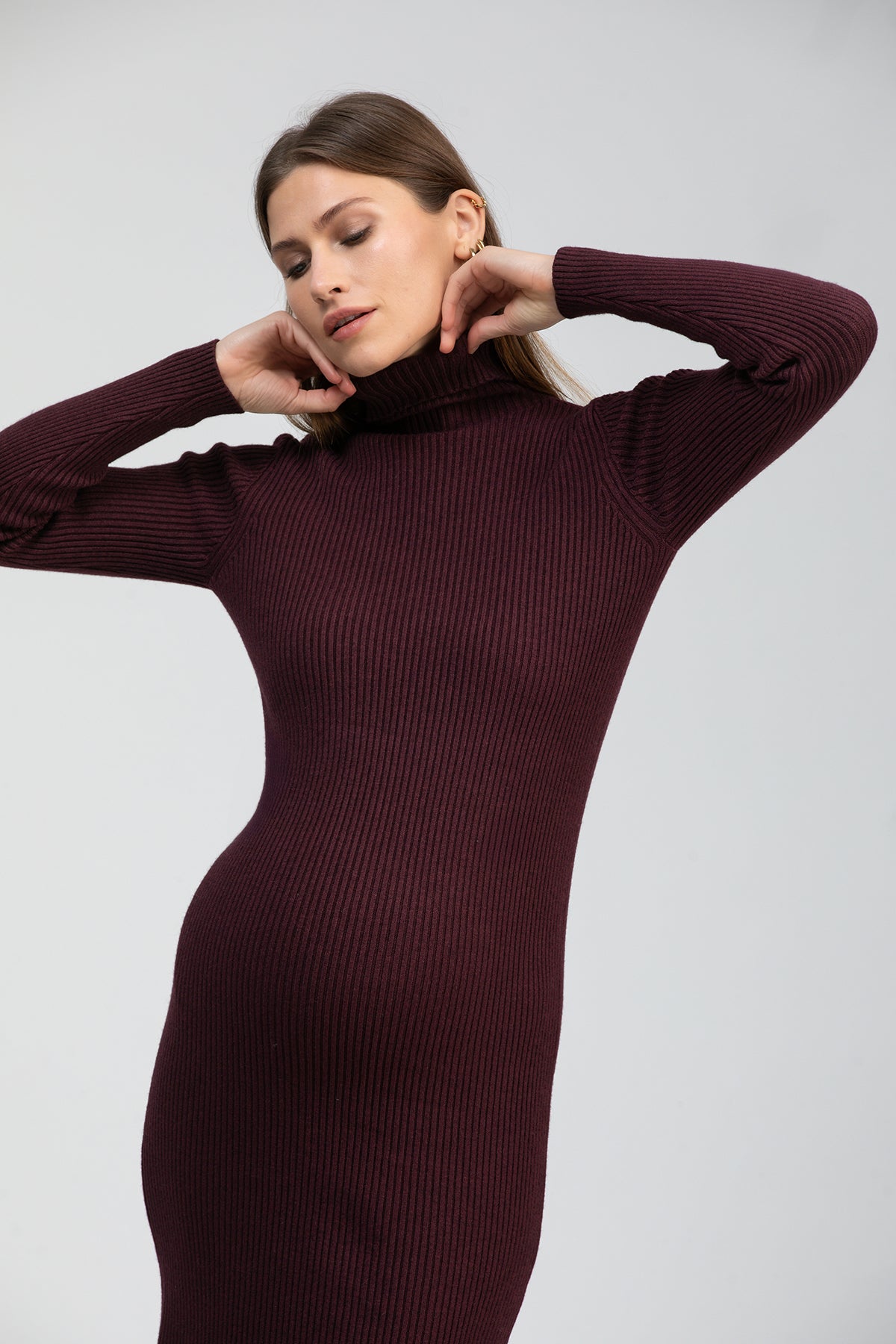 CELESTE | Bordeaux Maternity Bodycon Dress