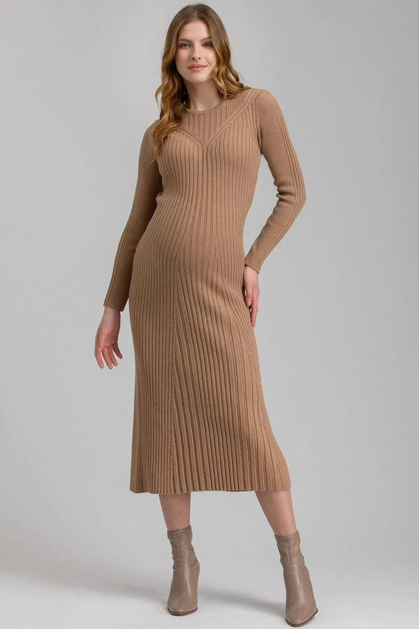 GEMMA | Abito Premaman Aderente Beige con Maniche Lunghe - Pietro Brunelli