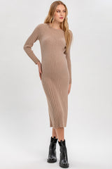 GEMMA | Beige Long Sleeve Maternity Dress