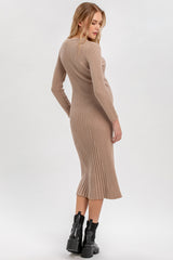 GEMMA | Beige Long Sleeve Maternity Dress