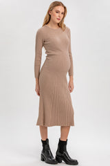 GEMMA | Beige Long Sleeve Maternity Dress