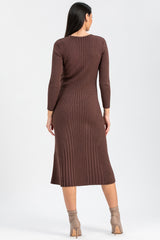 GEMMA | Brown Long Sleeve Maternity Dress