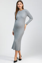 GEMMA | Grey Long Sleeve Maternity Dress