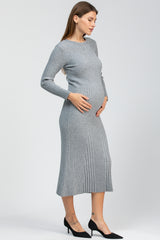 GEMMA | Grey Long Sleeve Maternity Dress