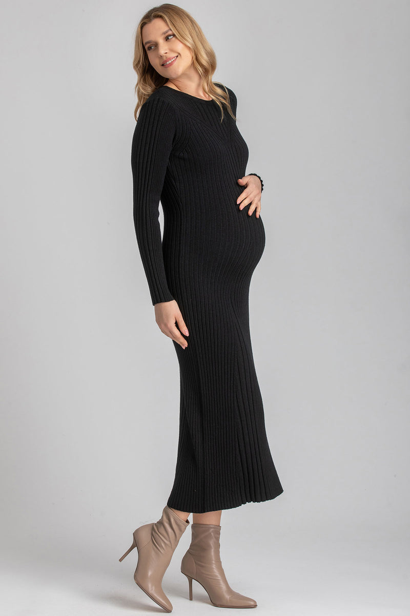 GEMMA | Brown Long Sleeve Maternity Dress