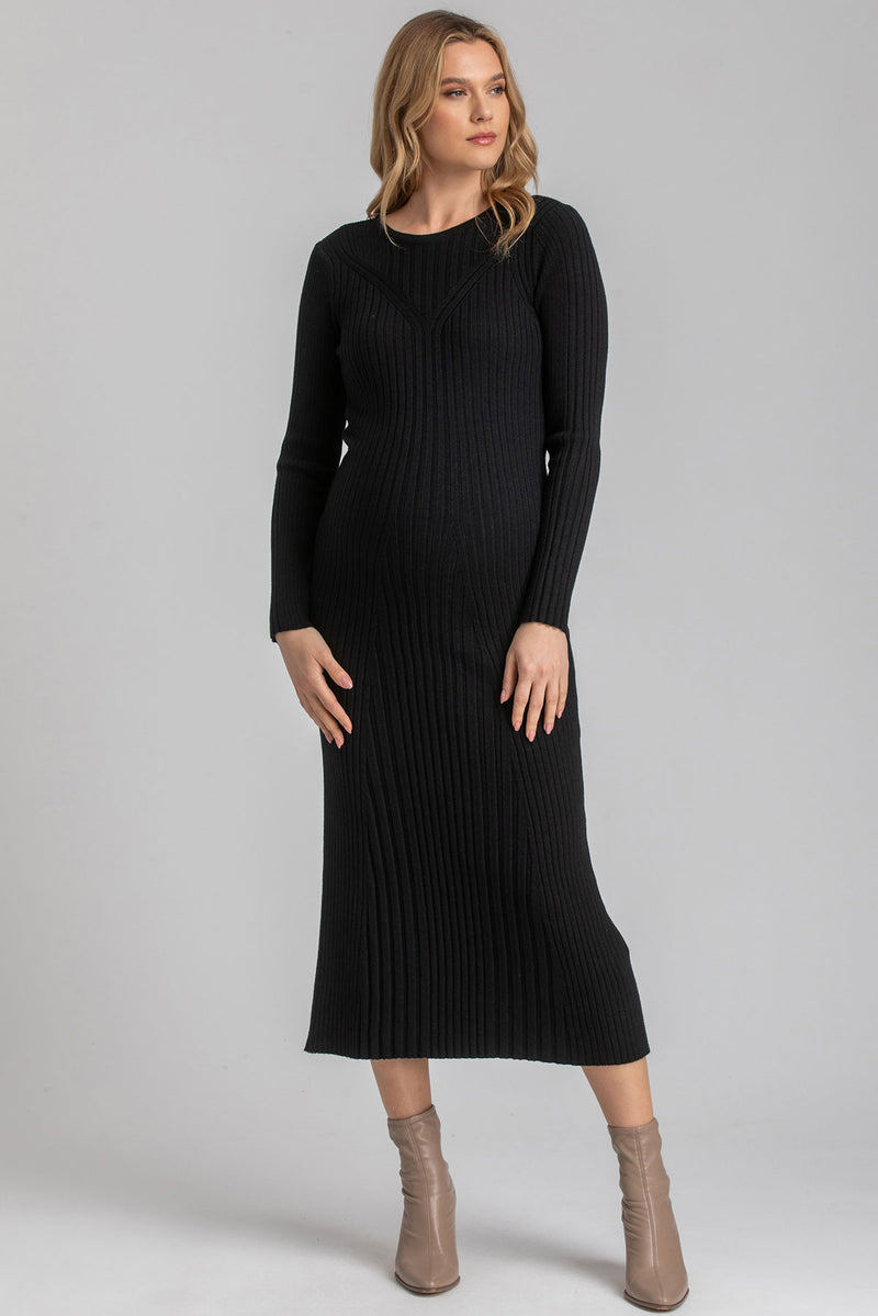 GEMMA | Brown Long Sleeve Maternity Dress