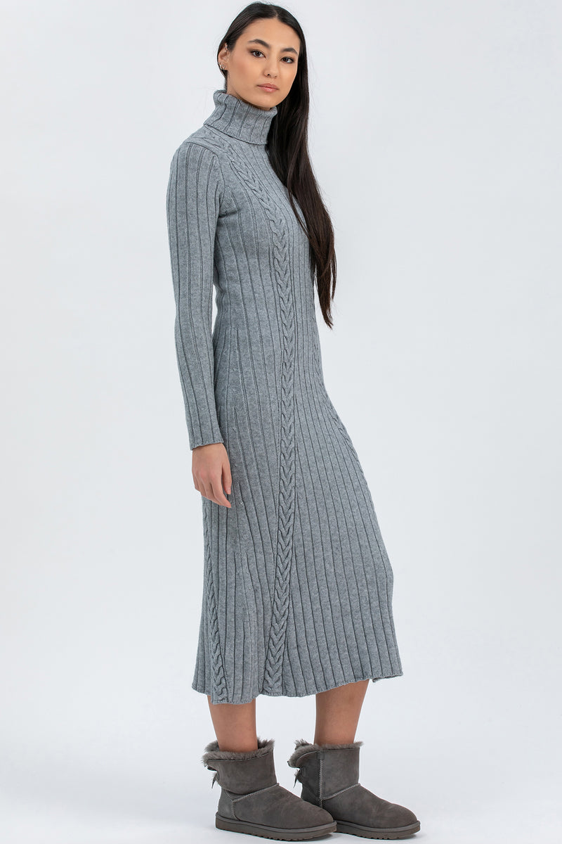 PERLA | Grey Dress with Tricot Knit