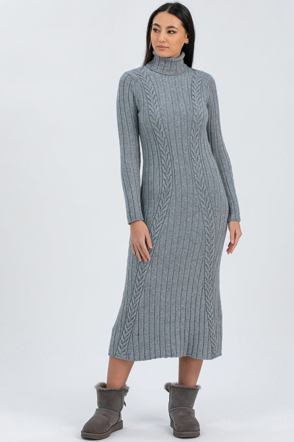 PERLA | Grey Dress with Tricot Knit