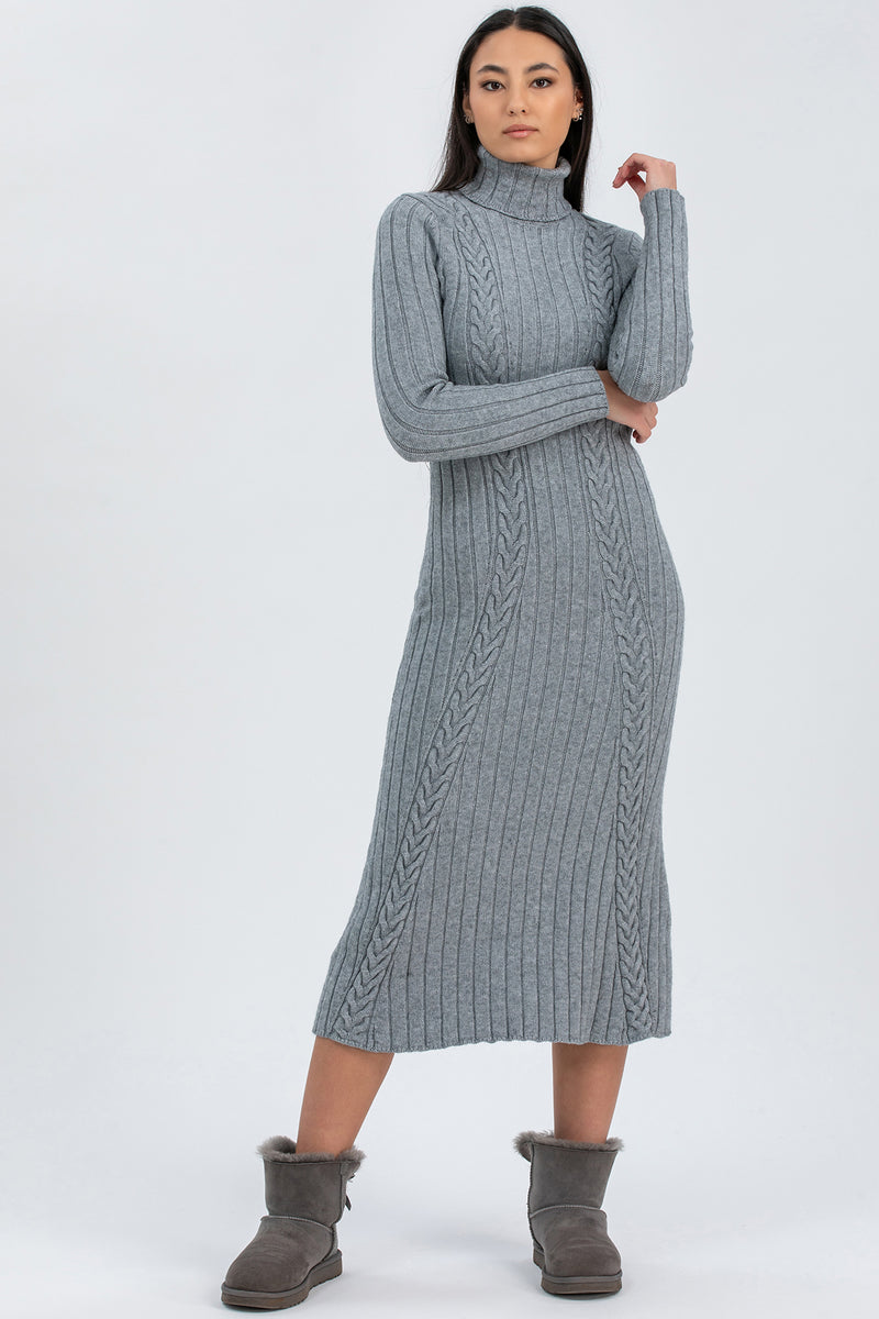 PERLA | Grey Dress with Tricot Knit